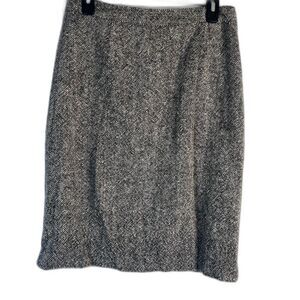 Isaac Mizrahi Black Tweed Wool Blend Lined Pencil Skirt Knee Length Size 8 MD